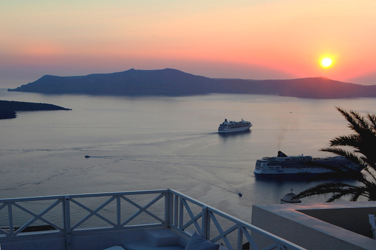 View at the volcano at Santorini